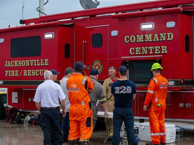 Unified command briefing at the Jacksonville Fire/Rescue command center